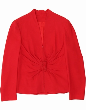 VINTAGE Womens Blazer Jacket UK 10 Small Red Wool Trendy Appearance Professional Layering