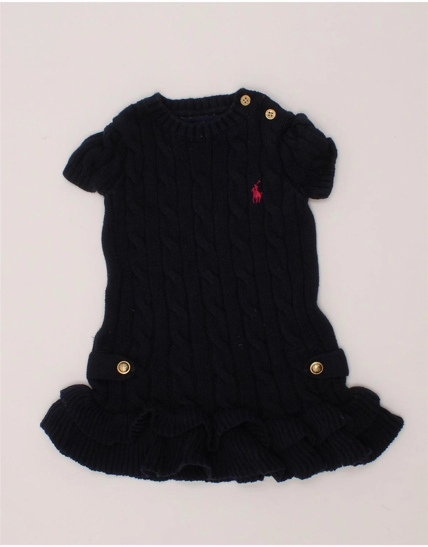 RALPH LAUREN Baby Girls Short Sleeve Jumper Dress 6-9 Months Navy Blue Capsule-Wardrobe