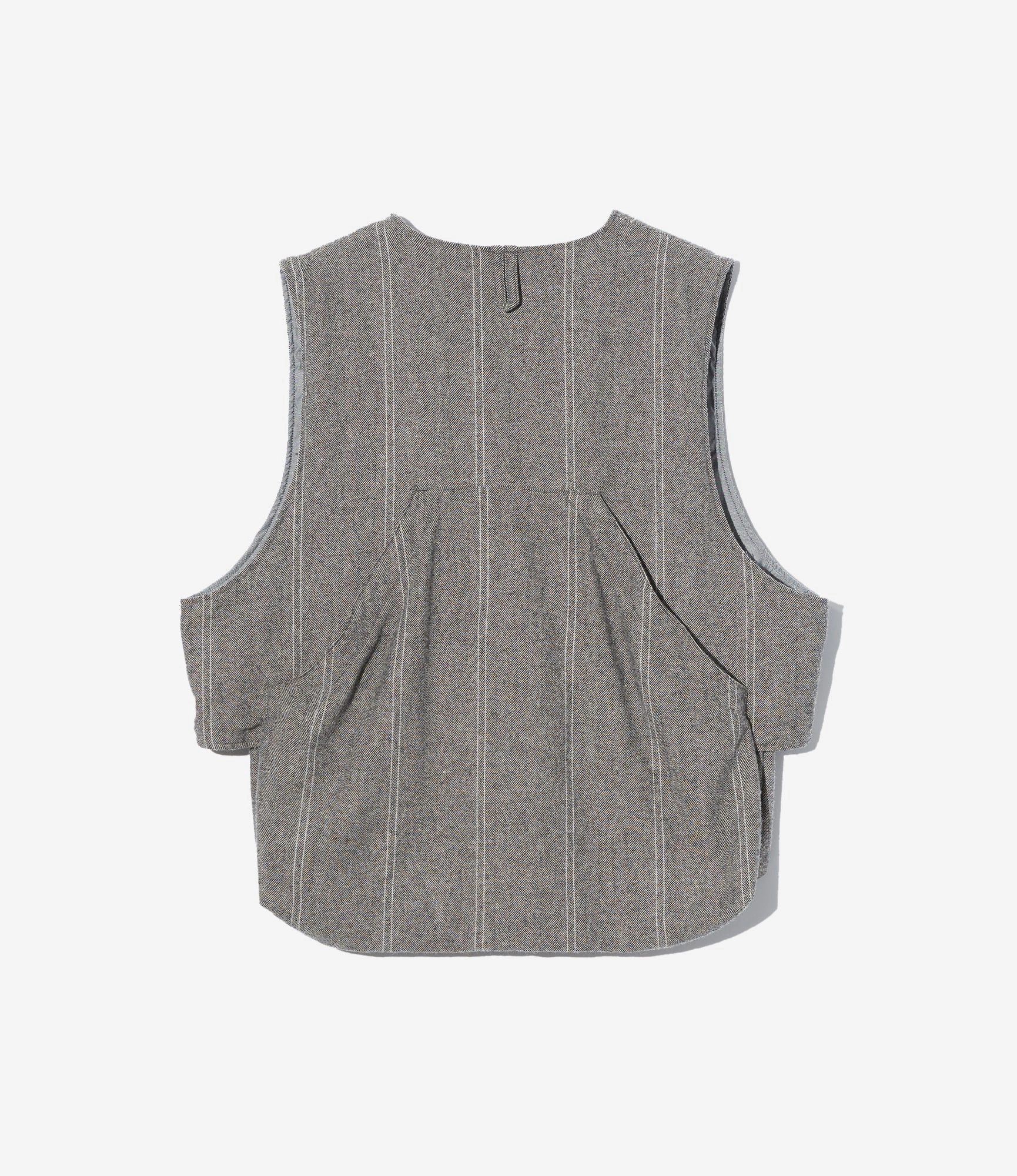 High Energy Return Fabric Double Layered Panels Fowl Vest ?C Light Grey Striped Herringbone Wool