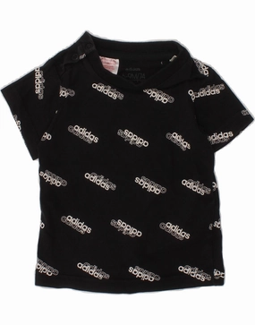 ADIDAS Baby Boys Graphic T-Shirt Top 6-9 Months Black Cotton Vintage Wash Sustainable Weave