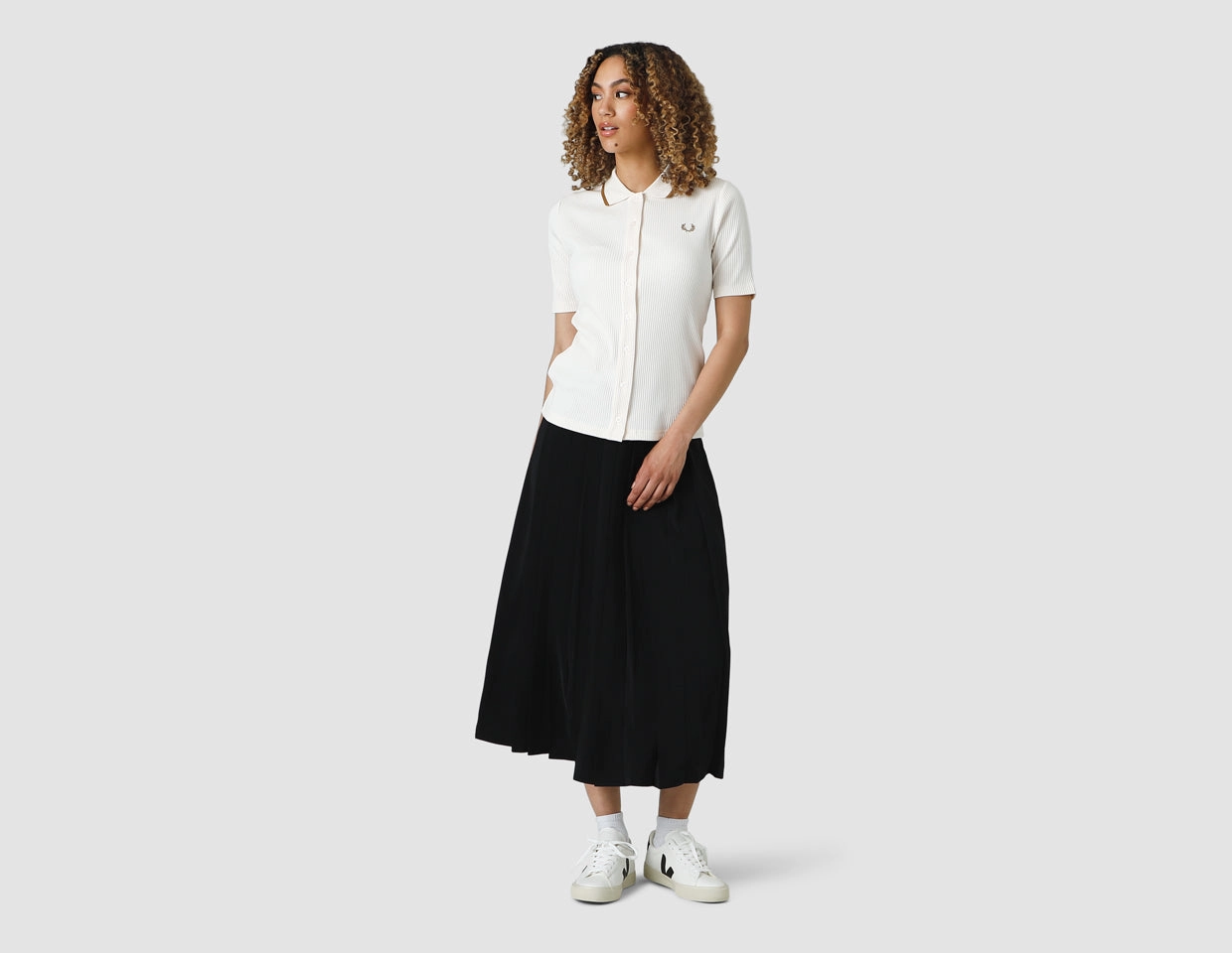 Breathable Design Fred Perry Women's Pleated Tennis Skirt / Black