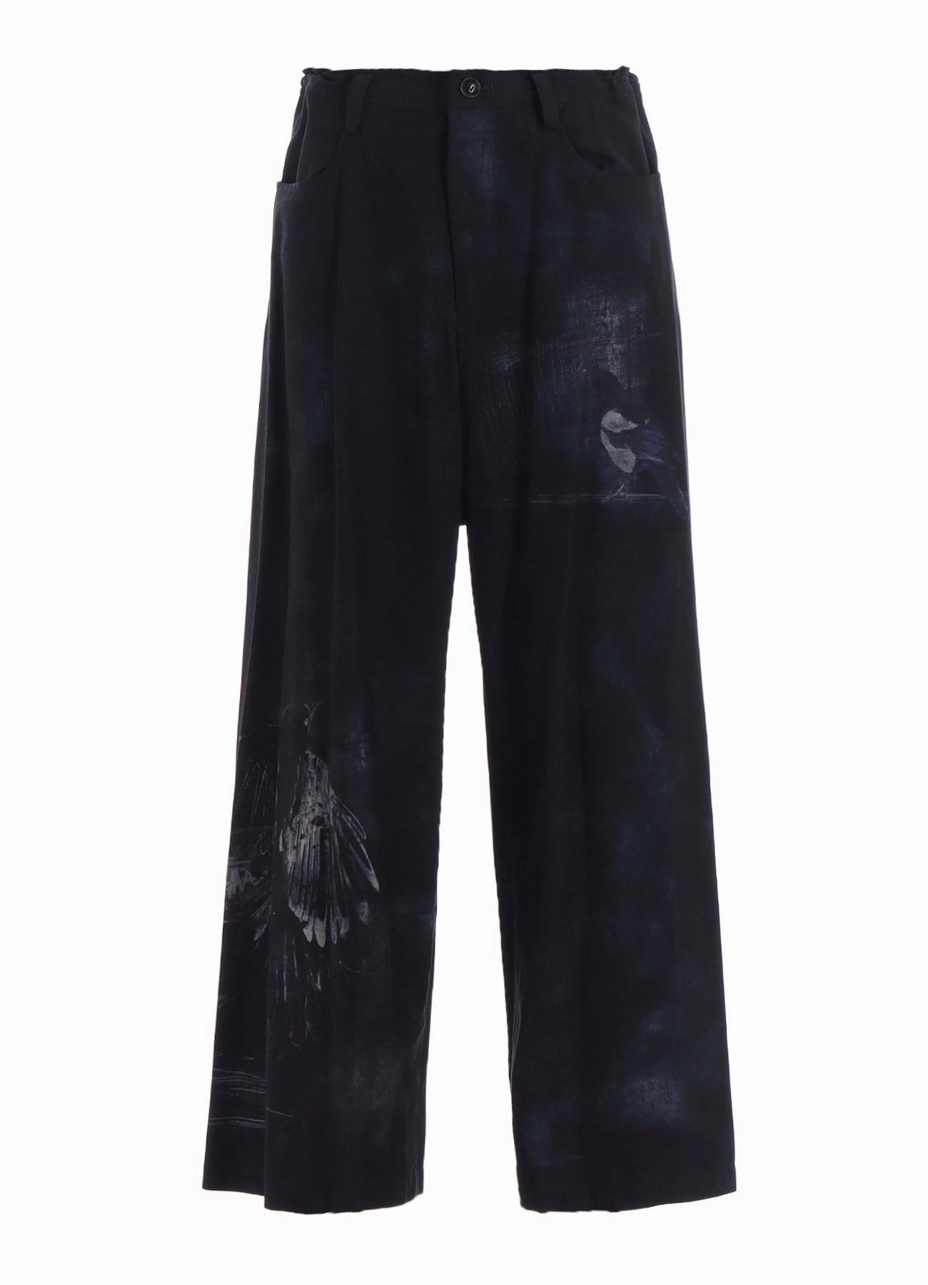 BIRD PRINT DENIM LONG STRAIGHT PANTS Freedom Move