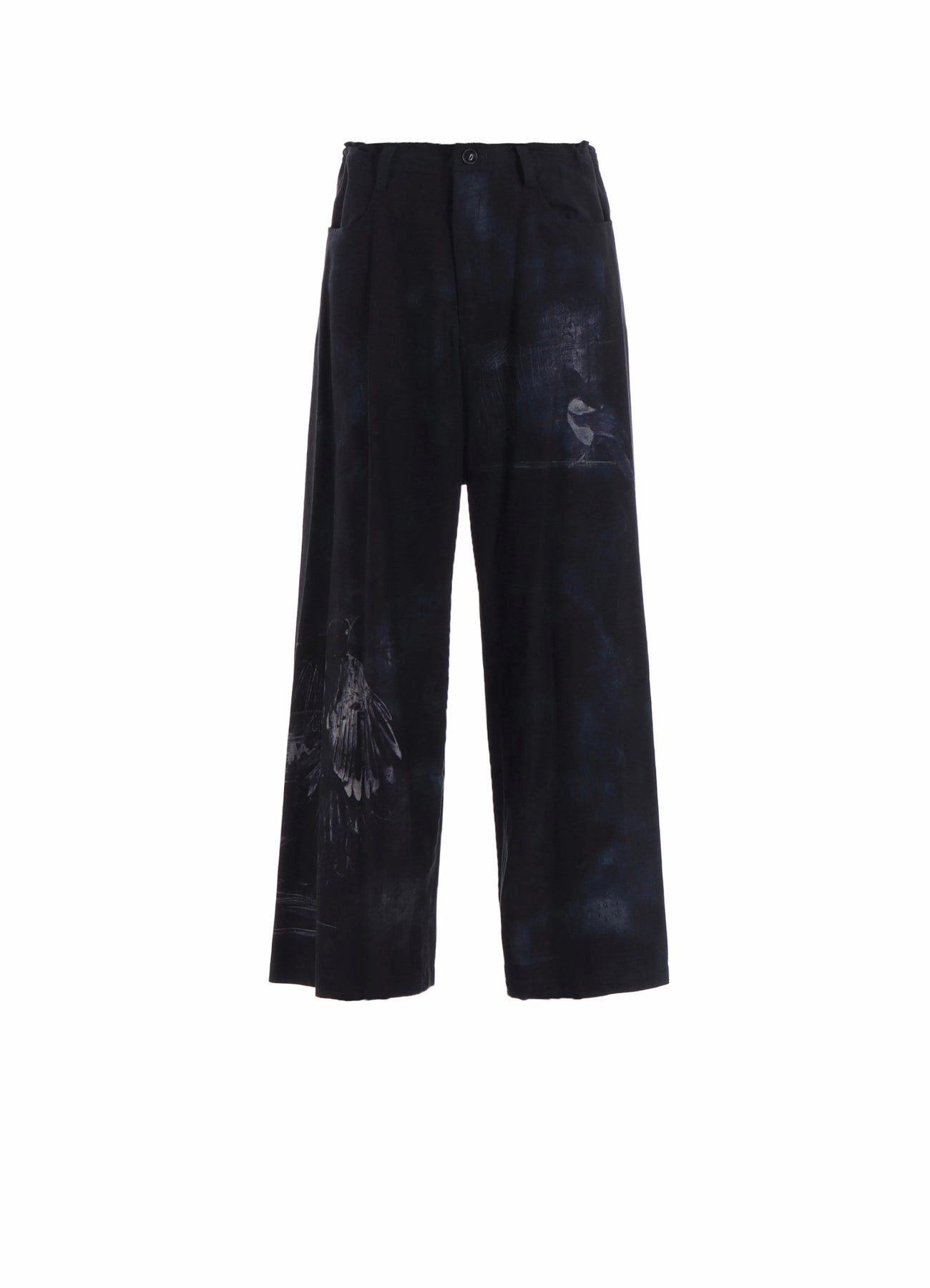 Active Layer Fashion Forward BIRD PRINT DENIM LONG STRAIGHT PANTS