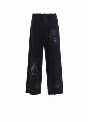 Active Layer Fashion Forward BIRD PRINT DENIM LONG STRAIGHT PANTS