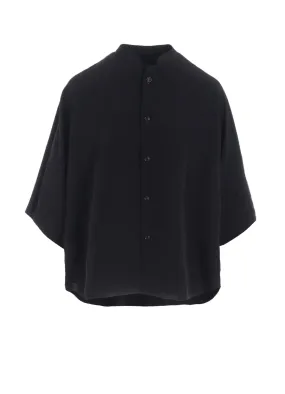 Comfortable Wear natural fiber CREPE de CHINE STAND CAPE BLOUSE