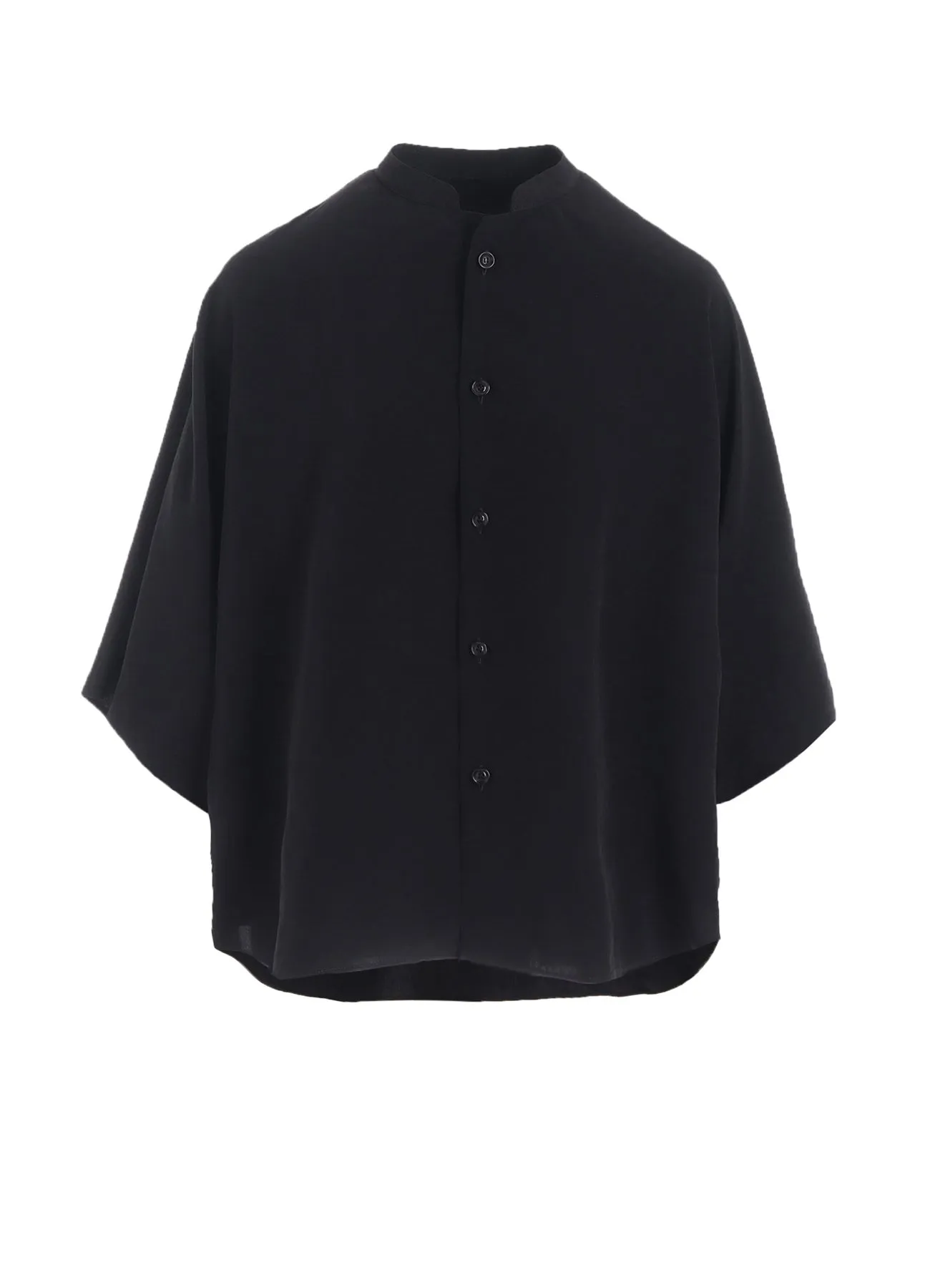 Comfortable Wear natural fiber CREPE de CHINE STAND CAPE BLOUSE