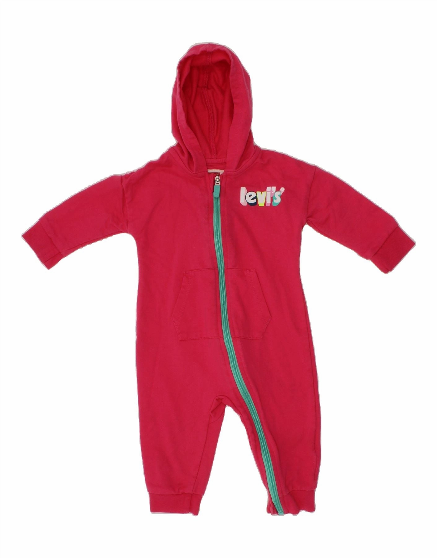 LEVI'S Baby Girls Graphic Hooded Jumpsuit 6-9 Months  Pink Cotton Street Dancer Soft Elegant