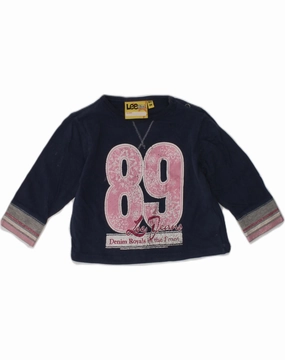 LEE Baby Girls Graphic Sweatshirt Jumper 3-6 Months Navy Blue Cotton Seasonal Warmth