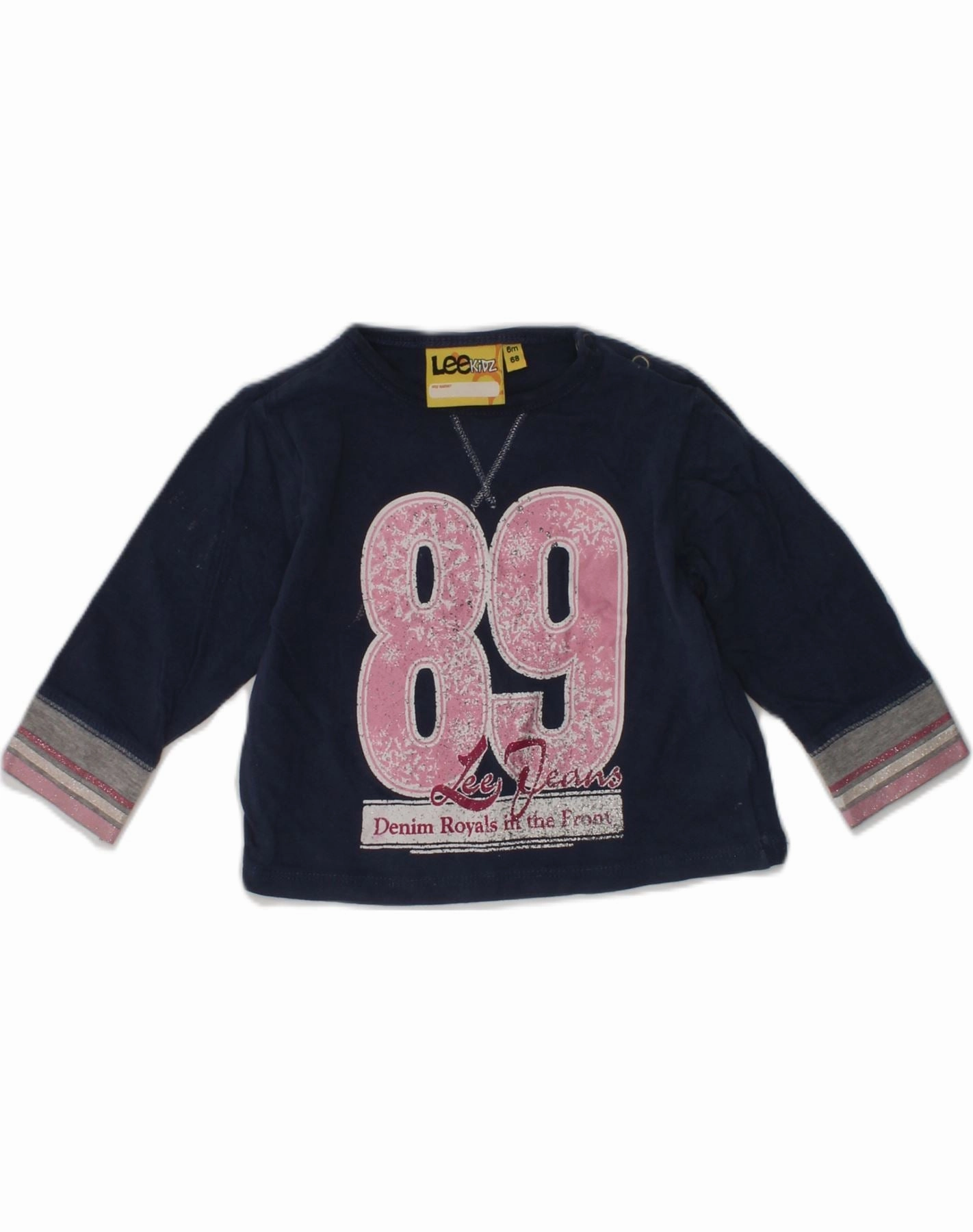 LEE Baby Girls Graphic Sweatshirt Jumper 3-6 Months Navy Blue Cotton Seasonal Warmth