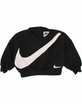 NIKE Baby Girls Graphic Sweatshirt Jumper 9-12 Months Black Cotton Travel Layer