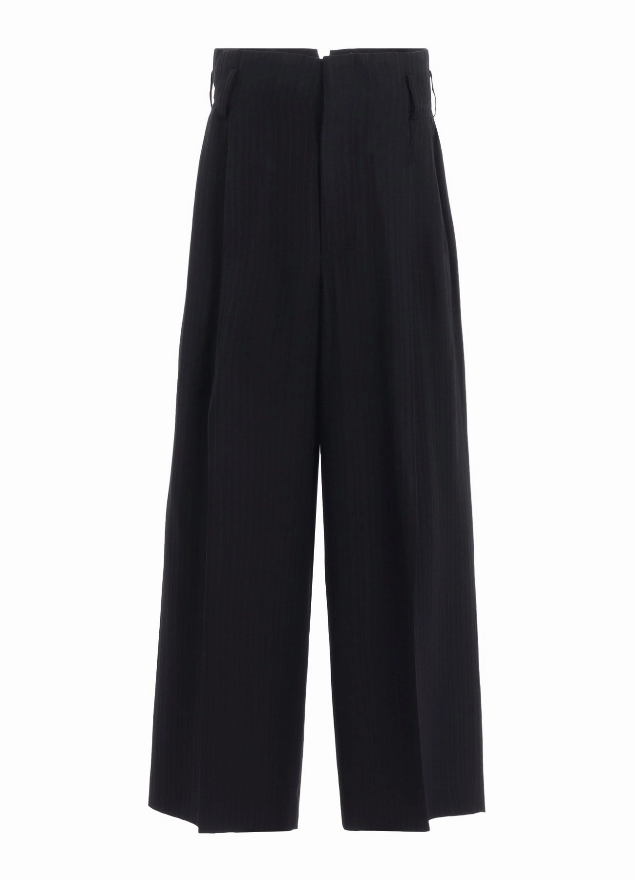 VISCOSE TWEED STRIPE DOUBLE TUCKED PANTS Laser Cut Perforations