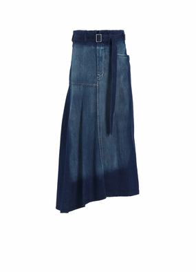 Contemporary Layer Chic Comfort Wear SPOTTED DENIM RIGHT SIDE FLARE SKIRT