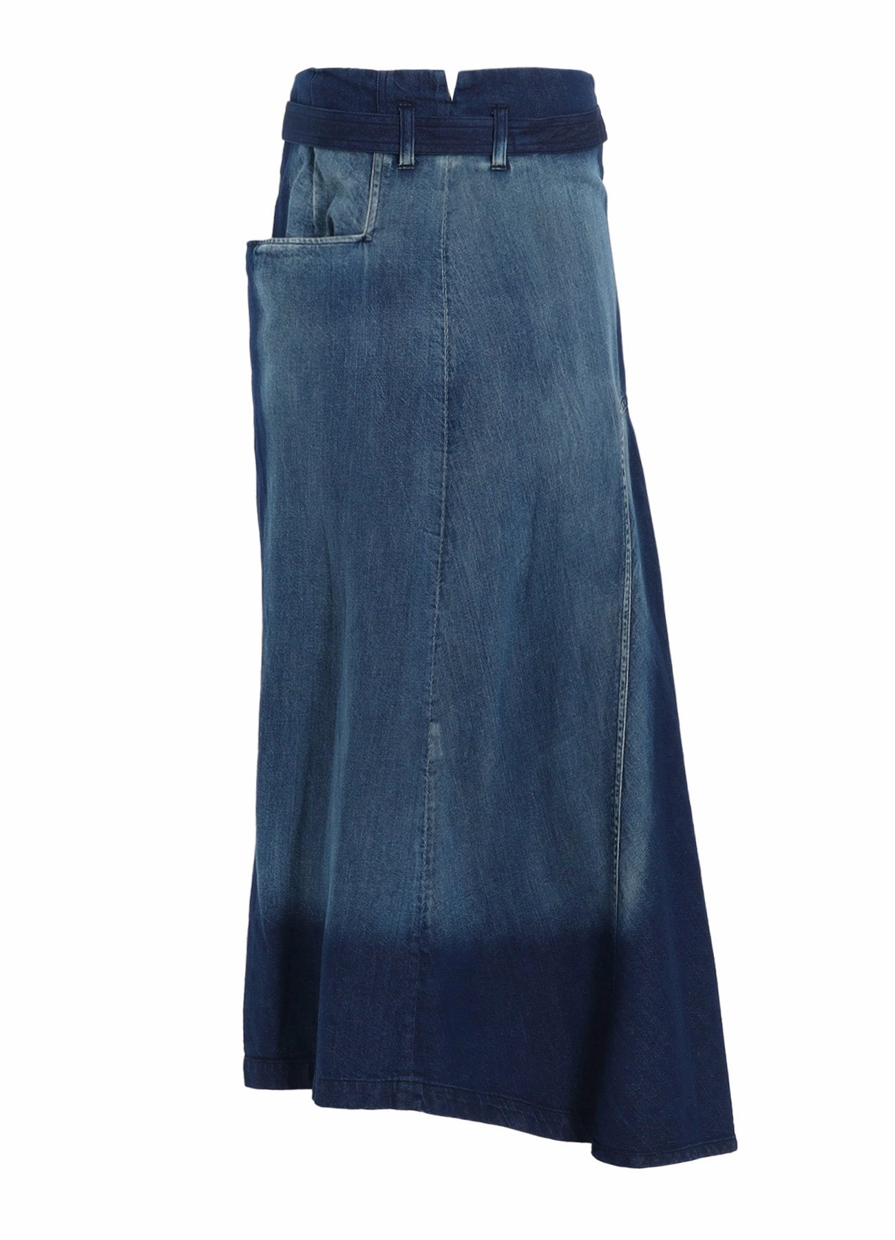 Drawstring-Closure SPOTTED DENIM RIGHT SIDE FLARE SKIRT
