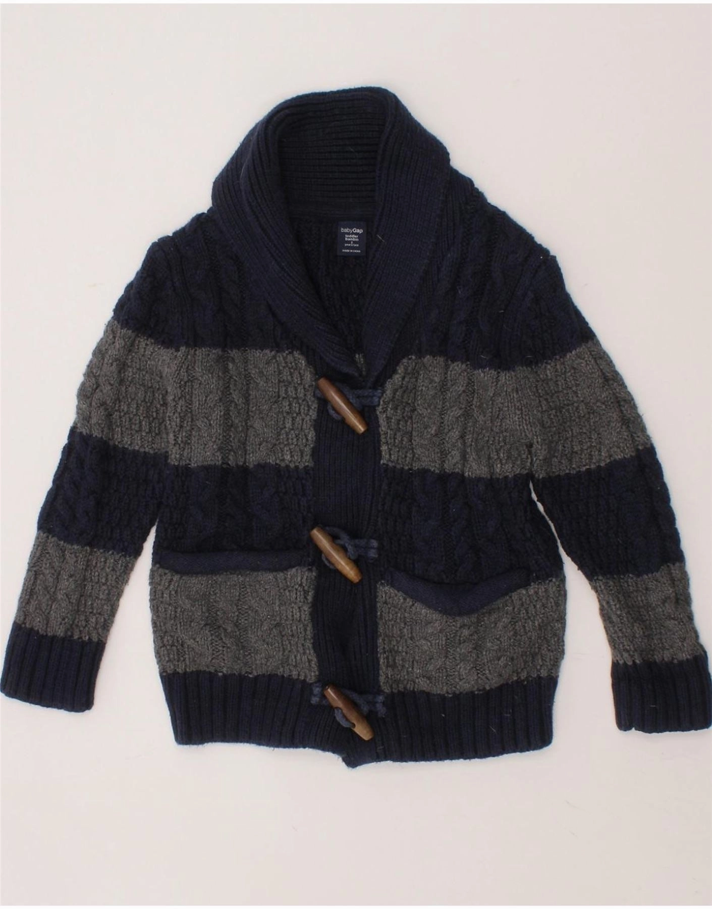 GAP Baby Boys Cardigan Sweater 18-24 Months Navy Blue Striped Thermal Insulation Layer Bold Simplicity