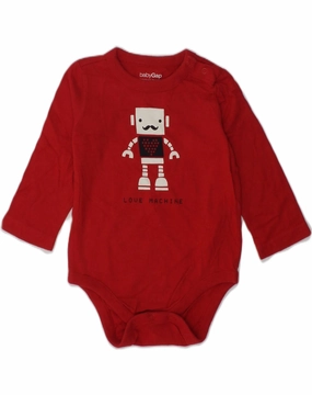 Gym Natural GAP Baby Boys Graphic Bodysuit 9-12 Months Red Cotton