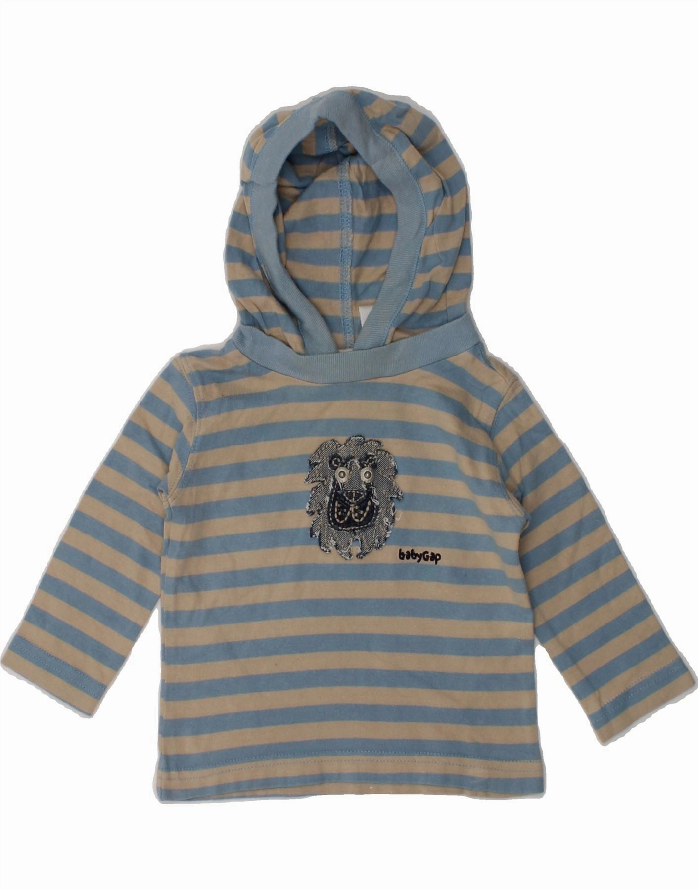 GAP Baby Boys Short Sleeve Graphic Top Long Sleeve 3-6 Months Blue Striped Lightweight Weave Stretchable Material