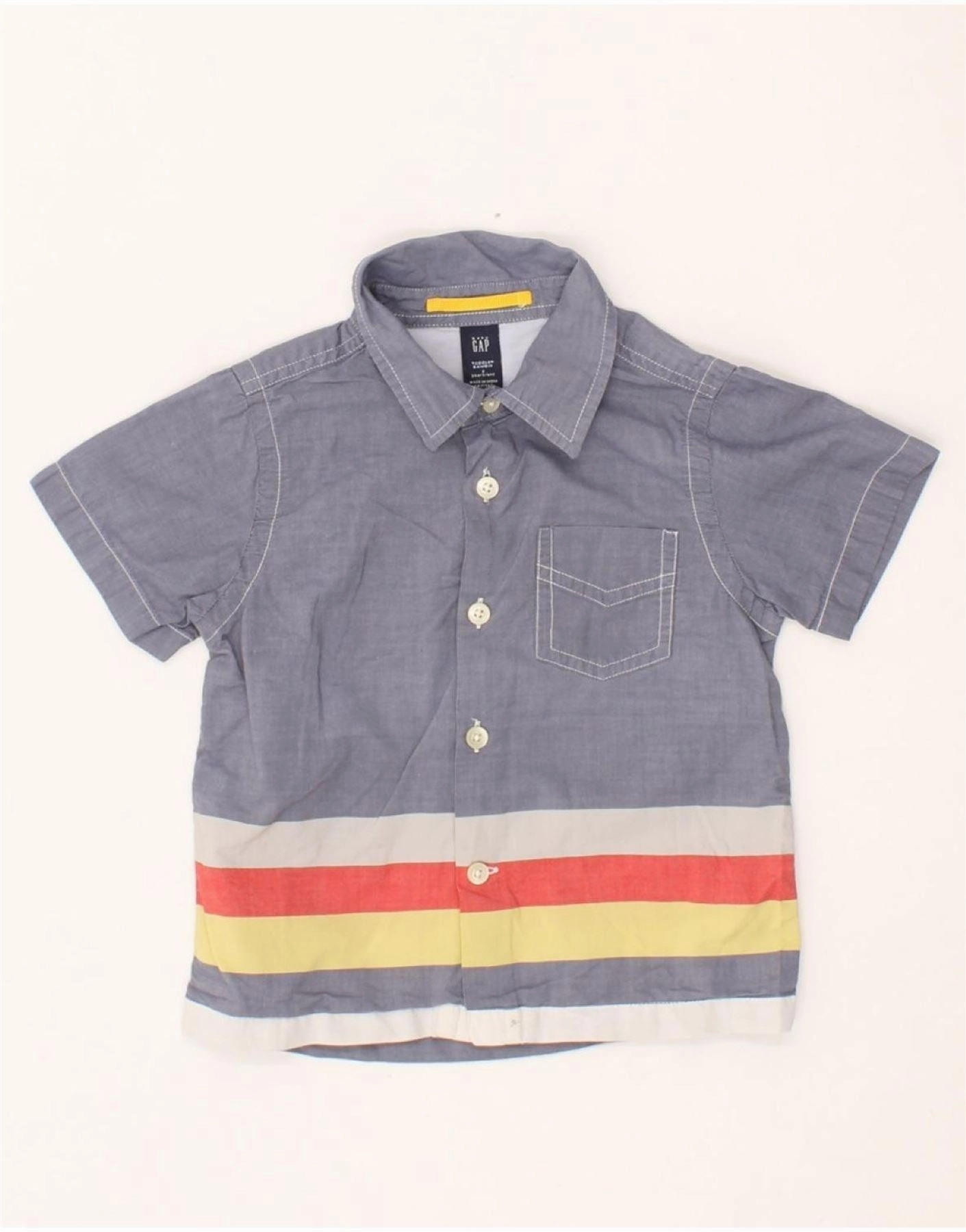 Trendy Look GAP Baby Boys Short Sleeve Shirt 18-24 Months Grey Colourblock Cotton