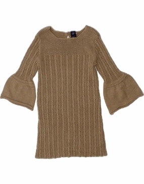 Subtle Stitch GAP Baby Girls 3/4 Sleeve Jumper Dress 18-24 Months Brown Acrylic