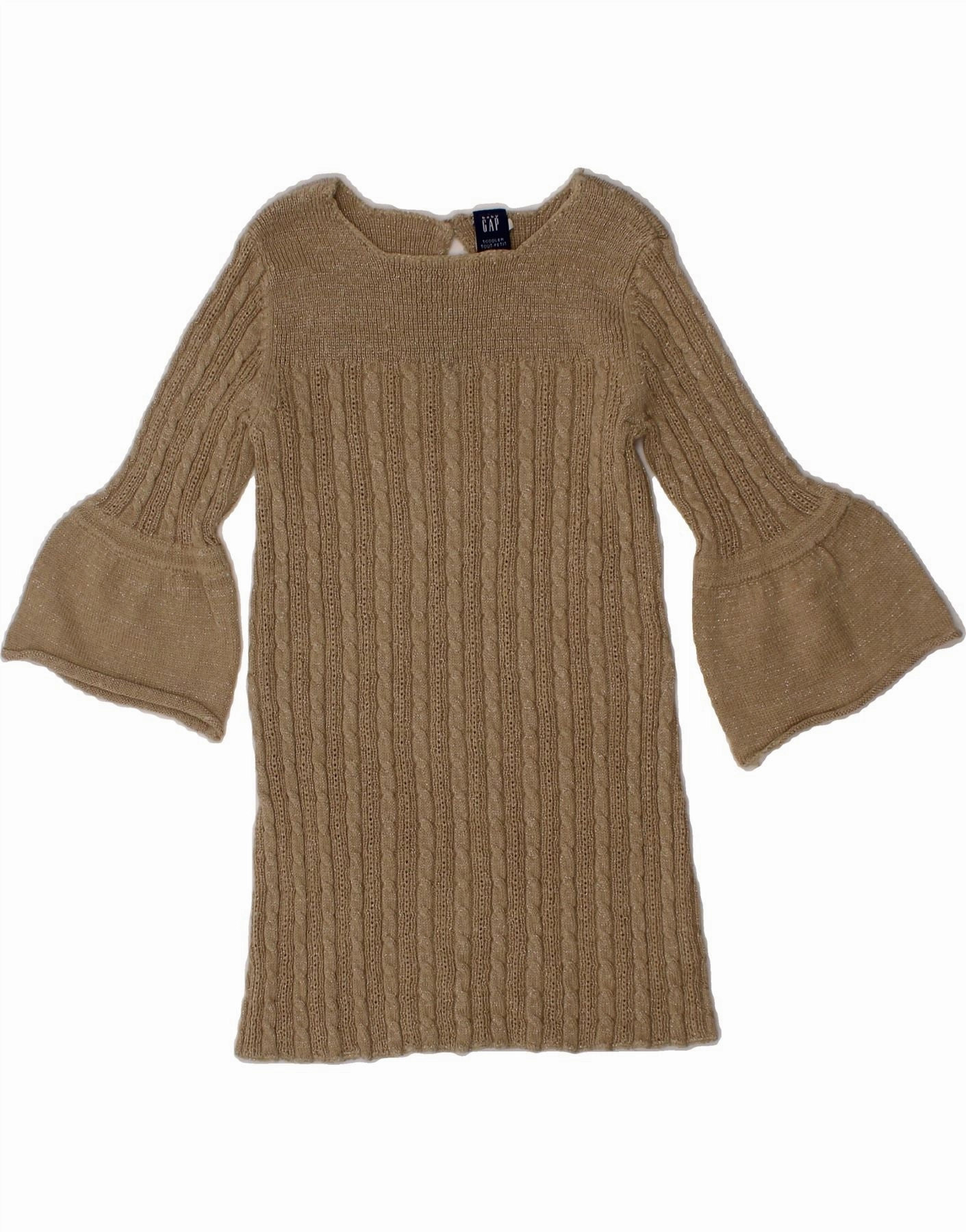 Subtle Stitch GAP Baby Girls 3/4 Sleeve Jumper Dress 18-24 Months Brown Acrylic