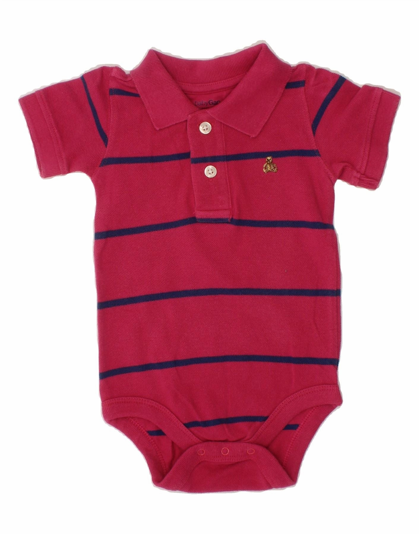 GAP Baby Girls Bodysuit 9-12 Months Red Striped Cotton Vivid Neutral Music Classic