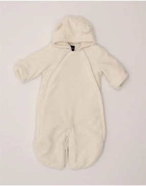 Simple Neutral GAP Baby Girls Fleece Hooded Jumpsuit 0-3 Months Off White Polyester