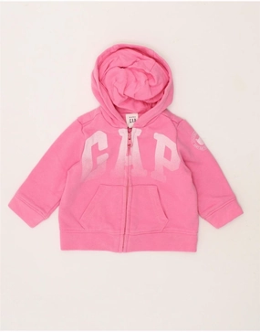 GAP Baby Girls Graphic Zip Hoodie Sweater 3-6 Months Pink Cotton Sweater Knit Classic Shape