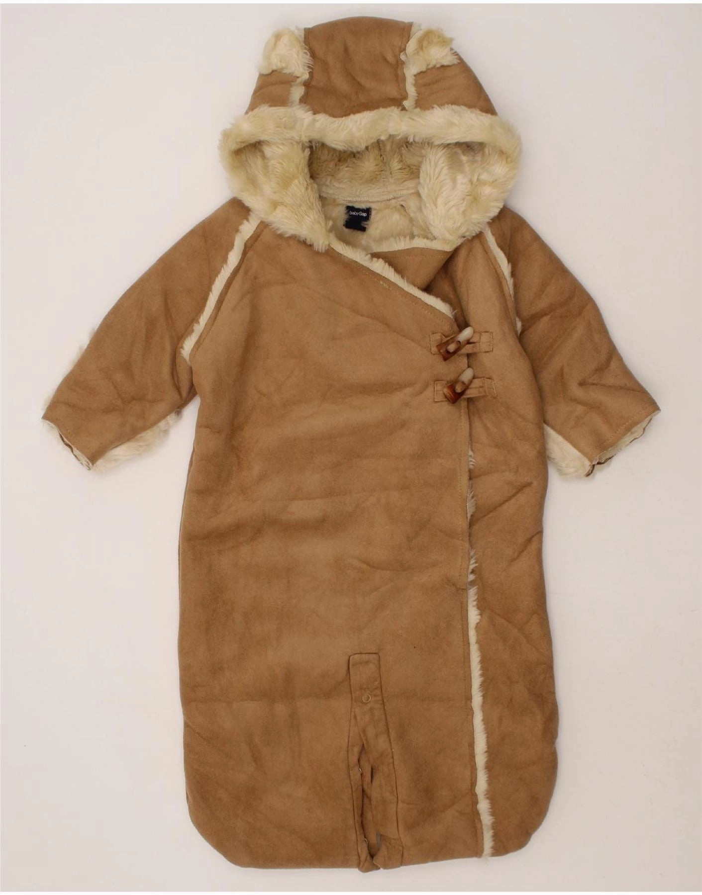GAP Baby Girls Hooded Sherpa Jumpsuit 3-6 Months Brown Polyester Work Hot Fancy Minimal