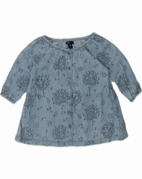 Business casual GAP Baby Girls Long Sleeve Shirt Dress 18-24 Months Blue Cotton Nature