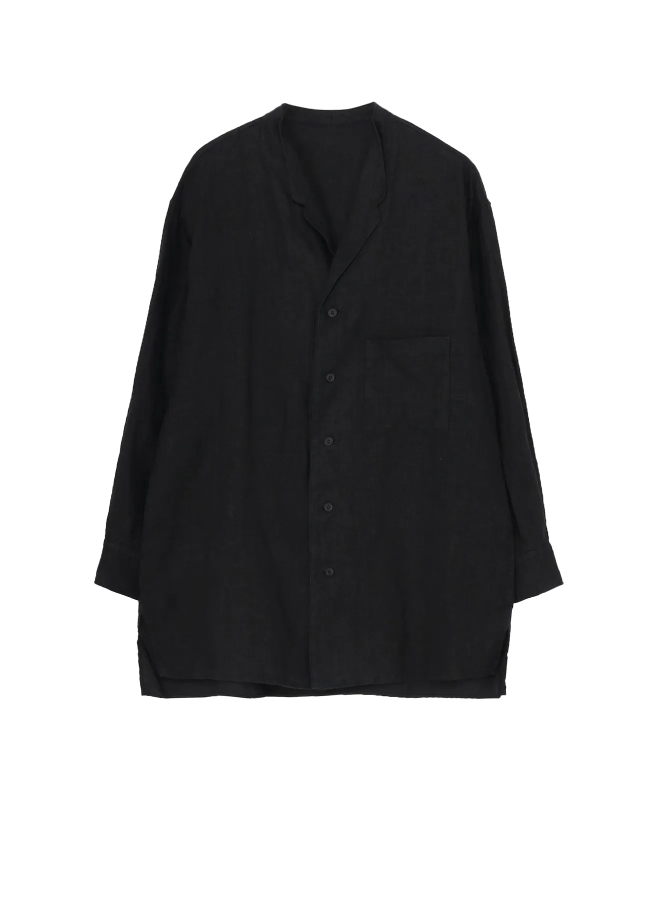 GARMENT DYE FLAX NOTCHED BLOUSE Casual Elegance