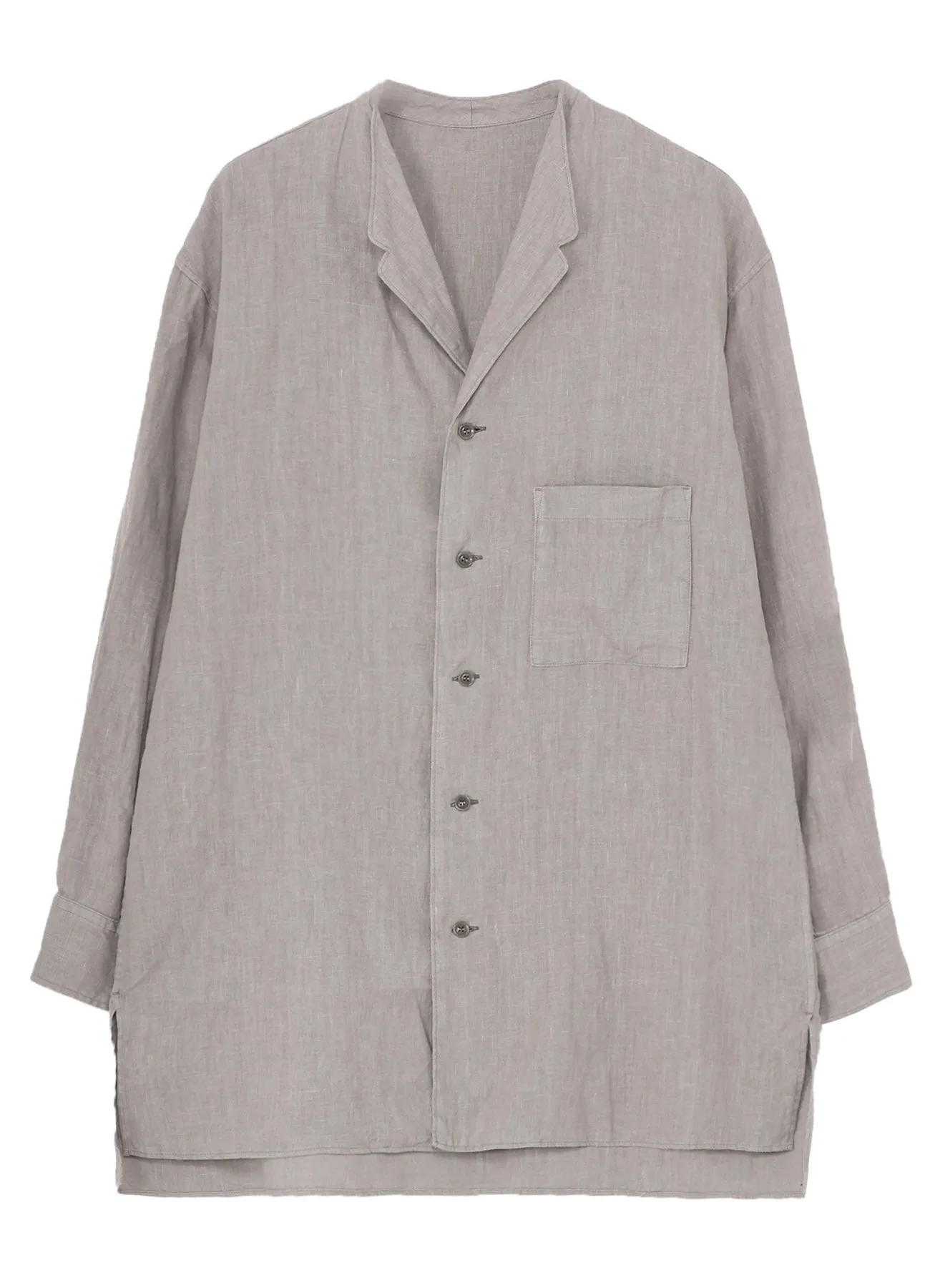 Geometric Design GARMENT DYE FLAX NOTCHED BLOUSE