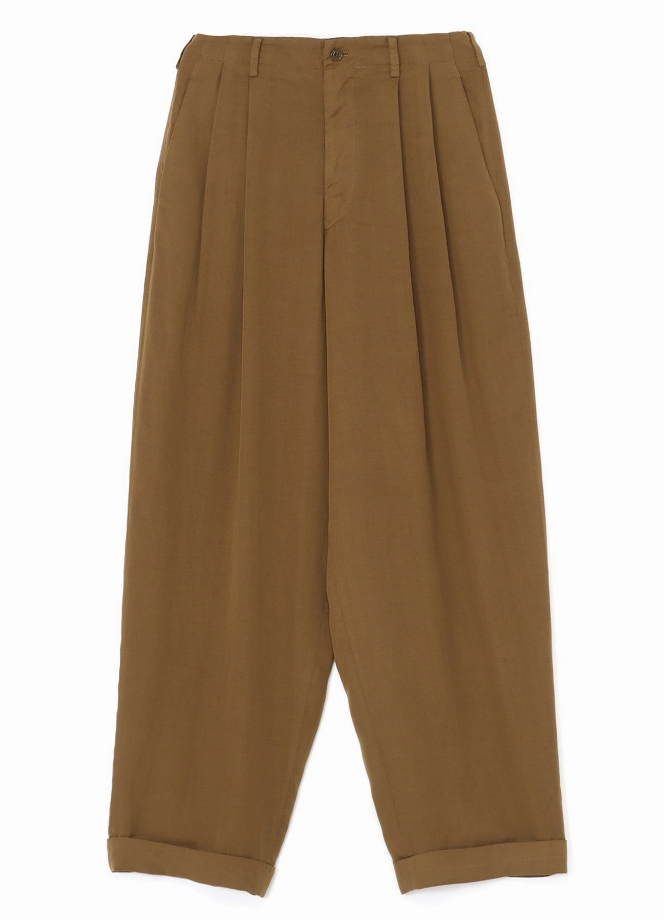 Water Resistant Finish GARMENT-DYED CELLULOSE TWILL DOUBLE PLEATED CUFFED HEM PANTS