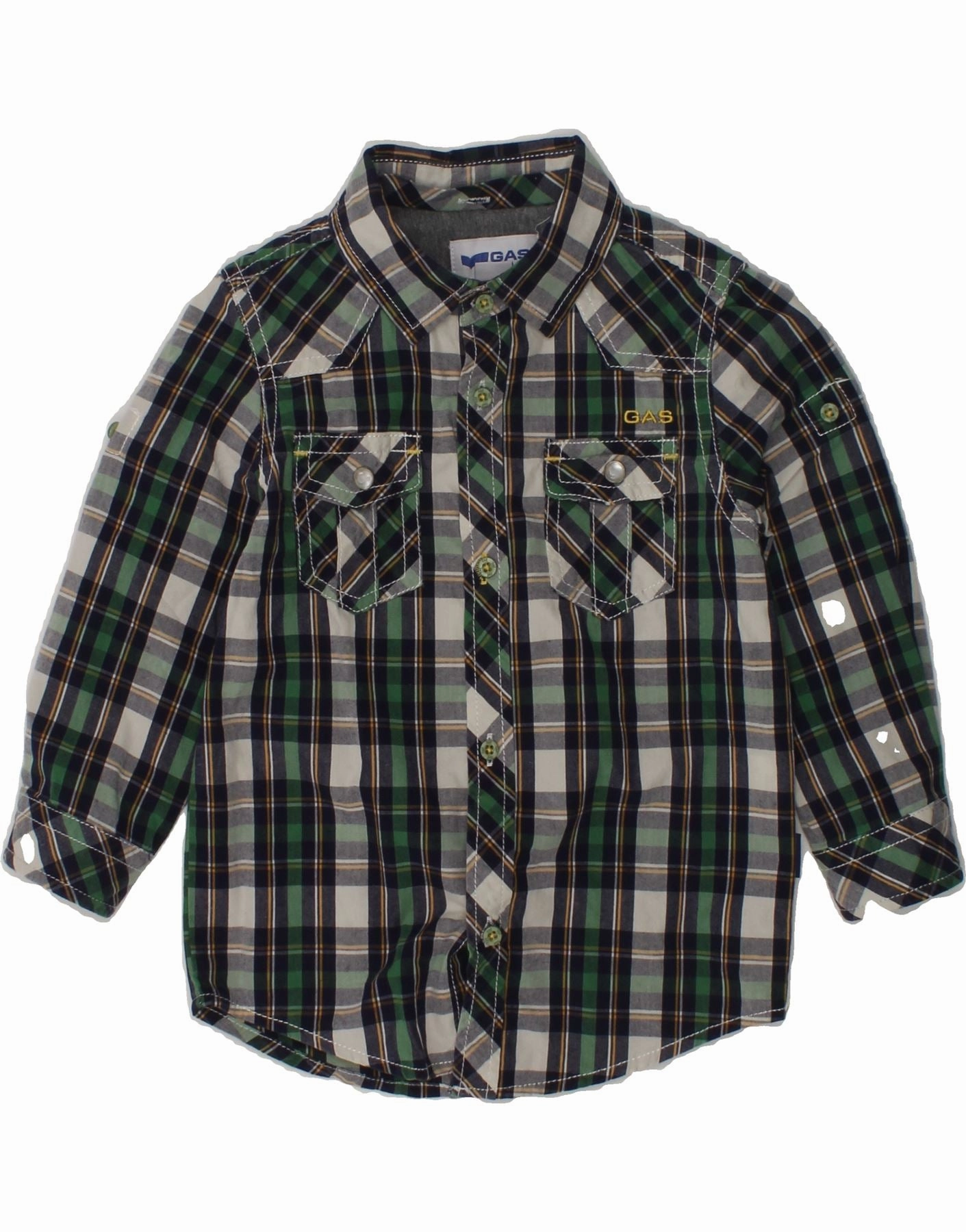 GAS Baby Boys Shirt 12-18 Months Green Check Cotton Anti Odor Treatment Cocktail Event