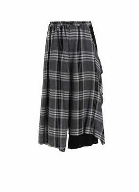 Supportive Fit GAUZE PLAID LEFT DOUBLE BUTTON OPEN PANTS