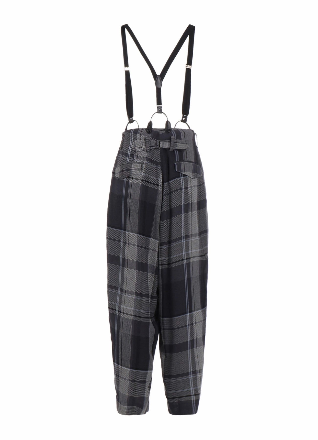 Modern Cut stain resistant coating GAUZE PLAID SUSPENDER PANTS