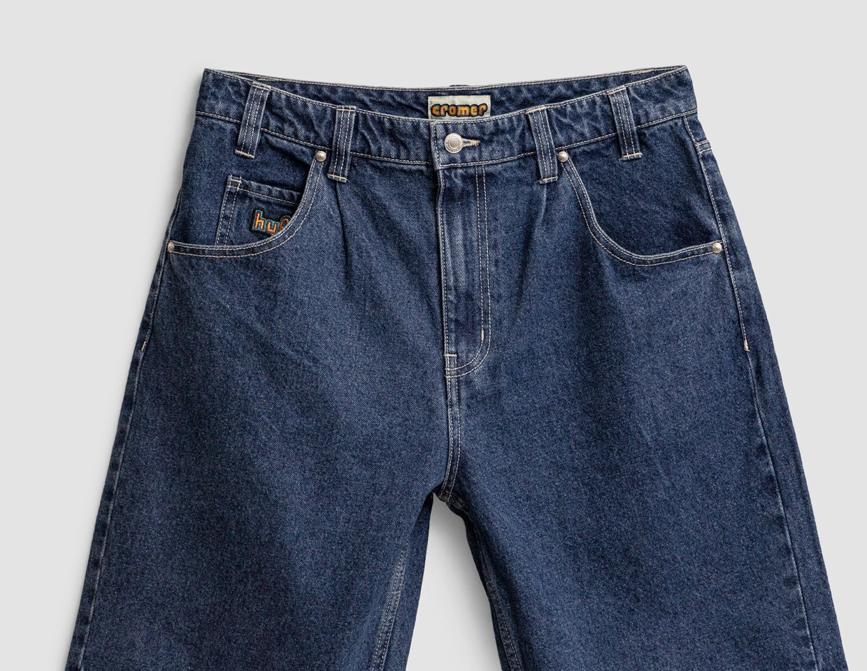 Travel Ready High-End Quality HUF Cromer Short Stone Wash Indigo