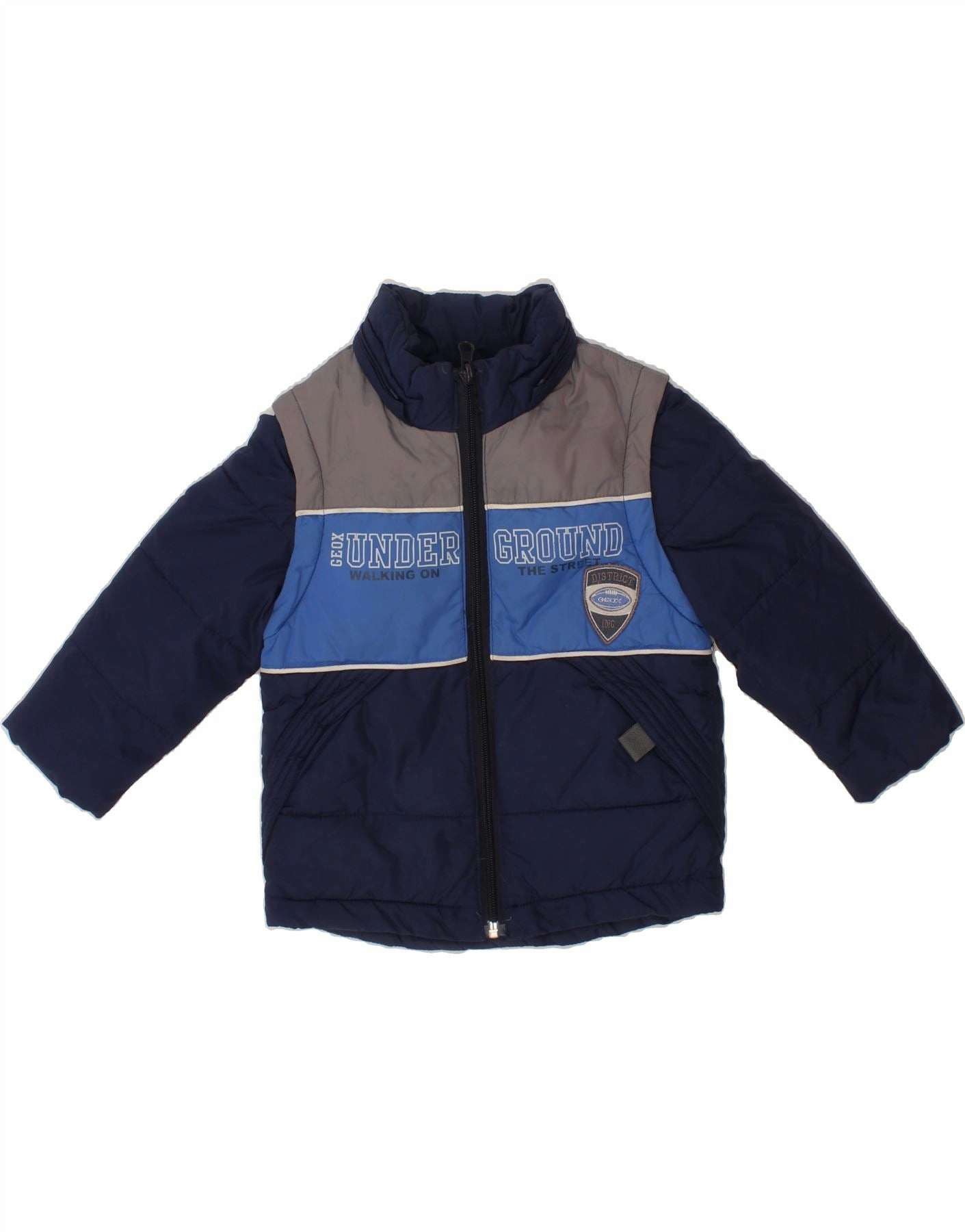 rainy weather Detect GEOX Baby Boys Graphic Padded Jacket 12-18 Months Navy Blue Colourblock