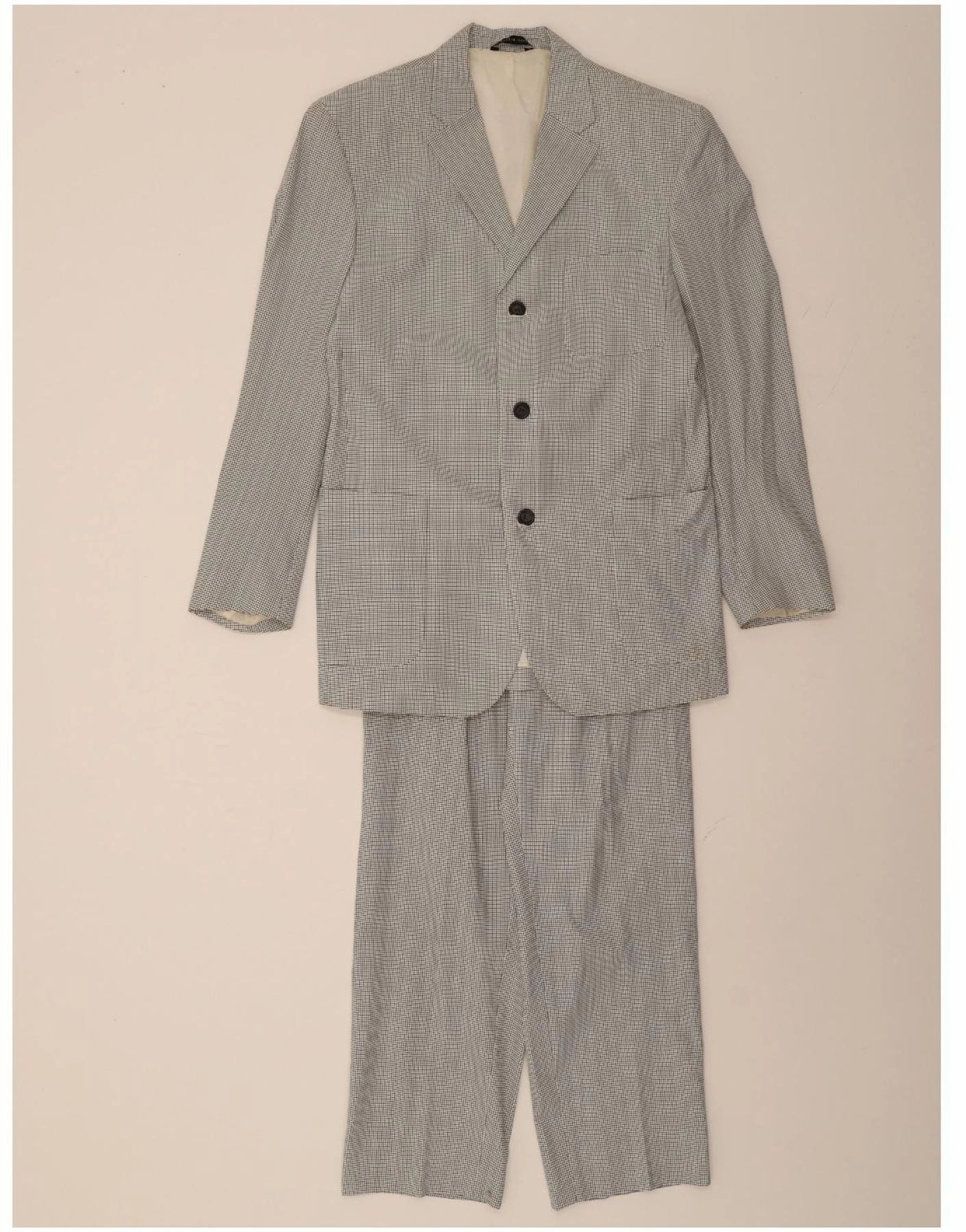 GIANFRANCO FERRE Mens 2 Piece Suit IT 50 Large W30 L31  Grey Check Luxury Finish Modern Business