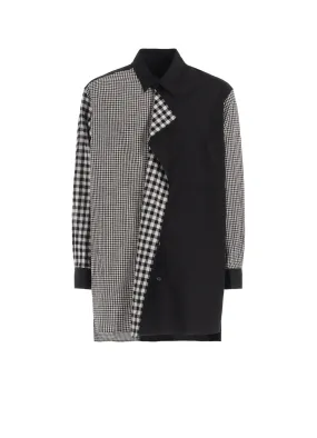 GINGHAM CHECK COMBINATION DRAPED SHIRT Comfort-First