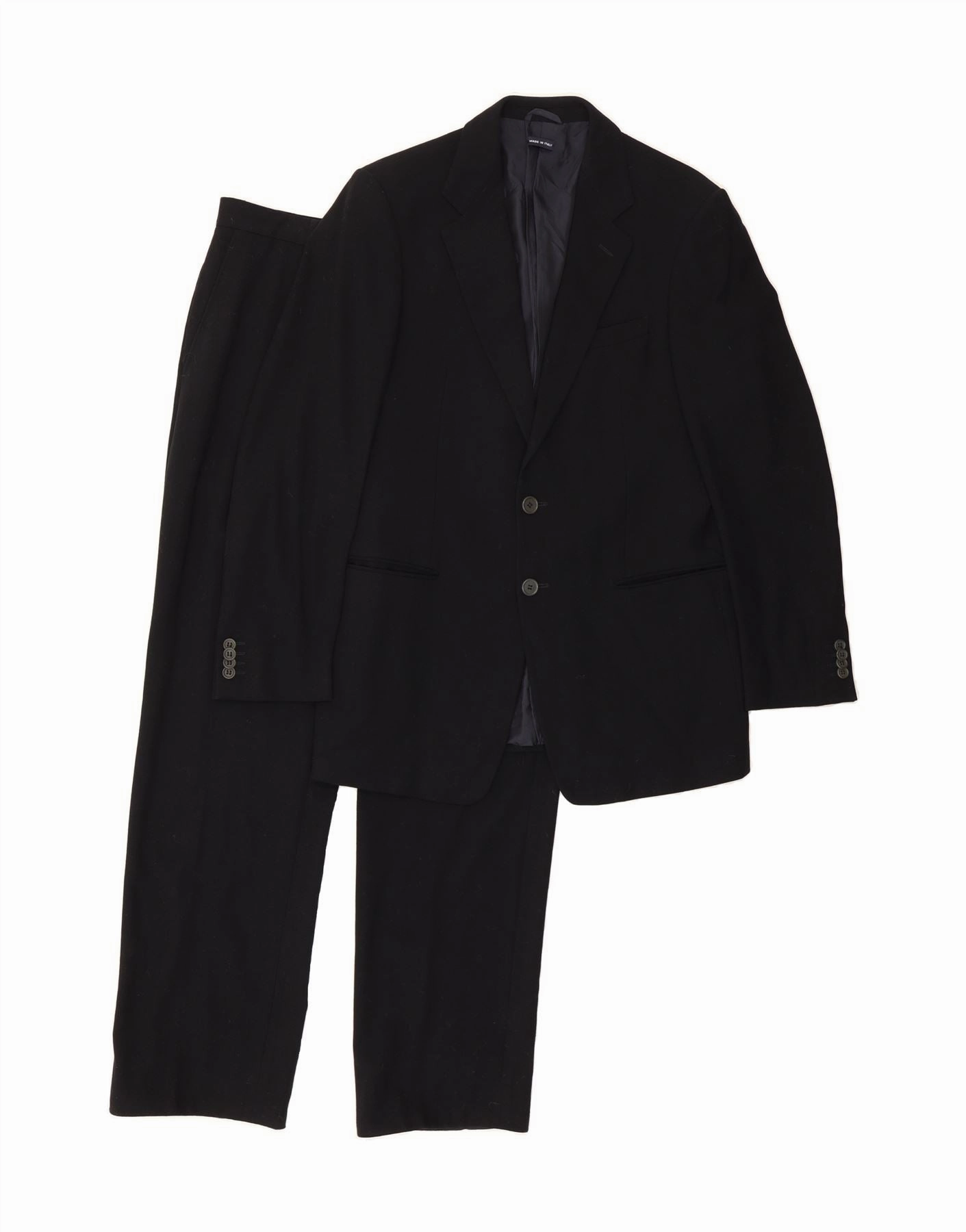 Perfect Fit Wear GIORGIO ARMANI Mens 2 Button 2 Piece Suit IT 48 Medium W30 L32  Black Wool