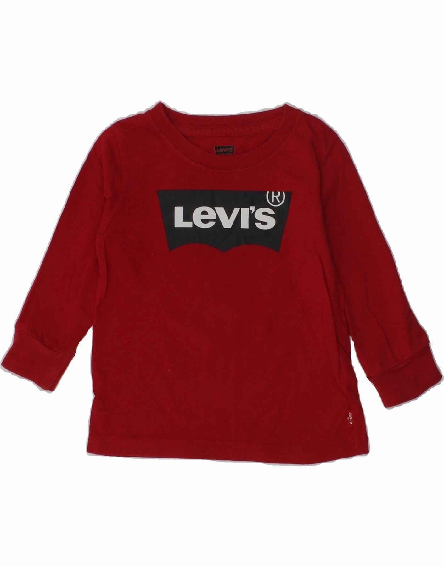 LEVI'S Baby Boys Graphic Top Long Sleeve 9-12 Months Red Cotton Everyday Essential Wrinkle-Free