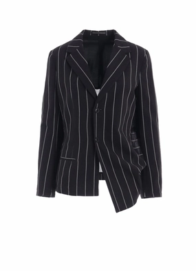 WASHER STRIPE LEFT SIDE DROPPED JACKET Stylish Insulation anniversary event