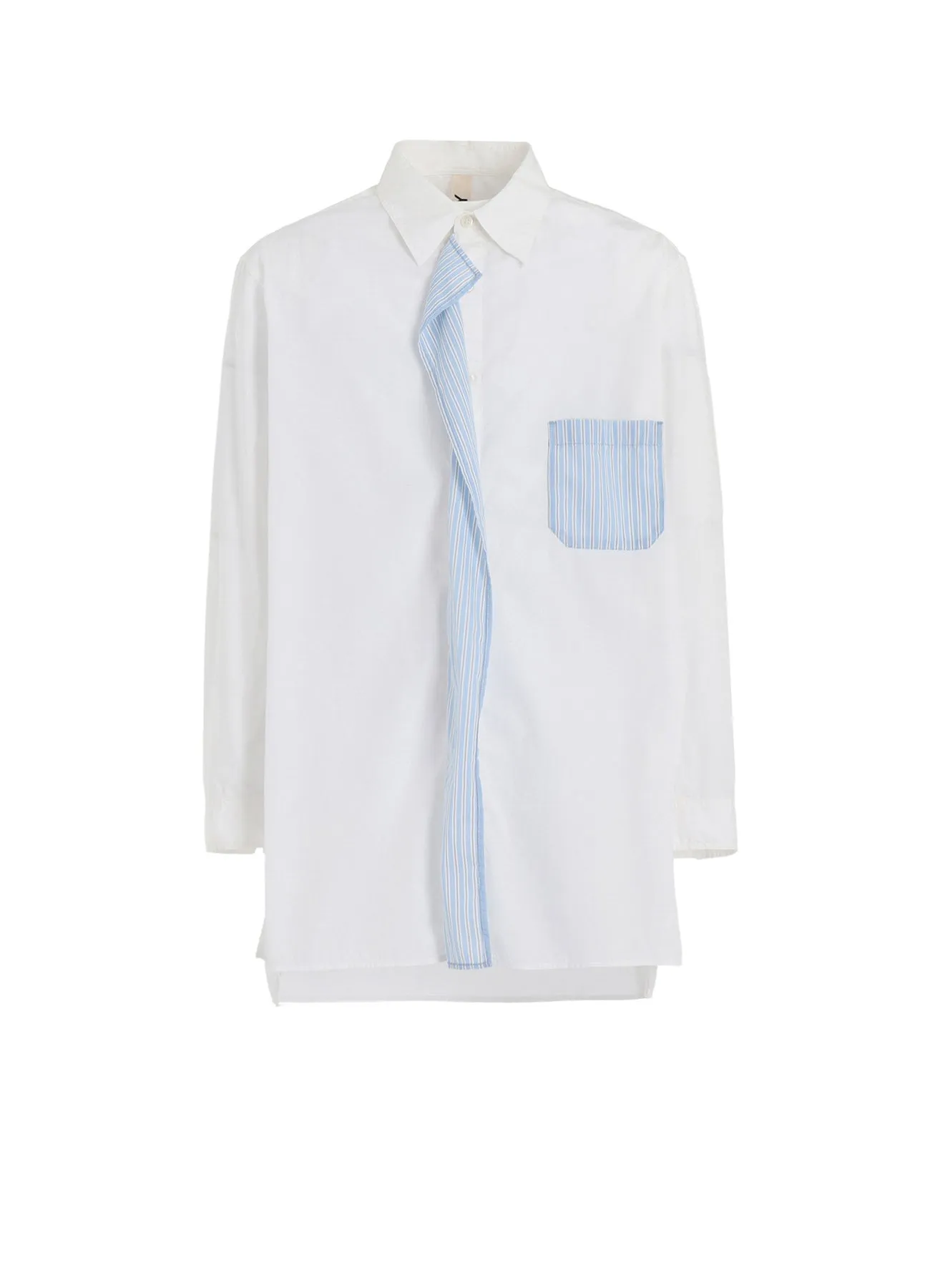 Dressy look Sustainable Manufacturing Process COTTON BROAD    STRIPE  SWITCHING RUFFLE SHIRTS