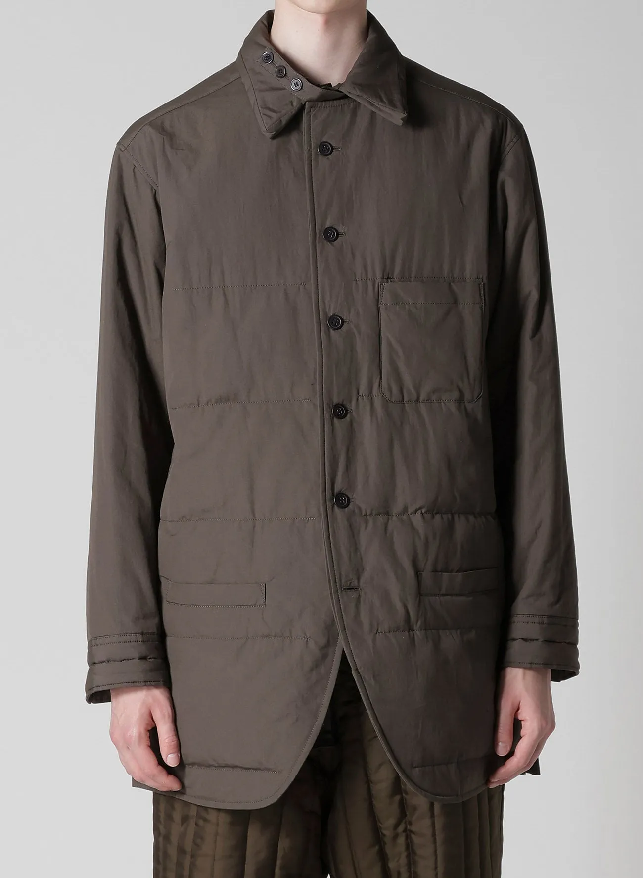 GRAY BROAD GUSSET COLLAR PADDED BLOUSE Eco Friendly Dye