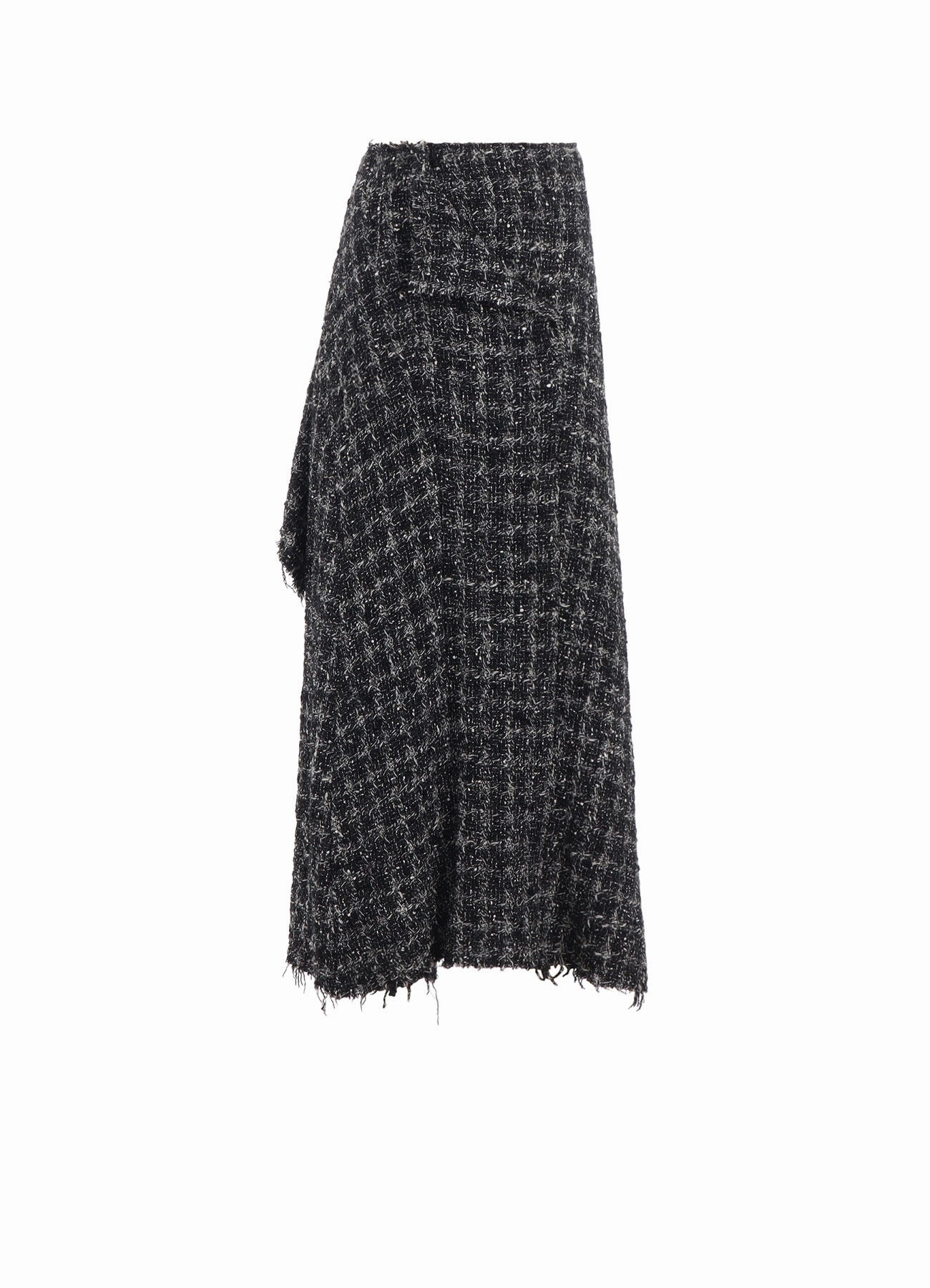 GREY HOUNDSTOOTH B DRAPED HIGH-WAIST SKIRT Clean Stitch Elegant knee-length dress