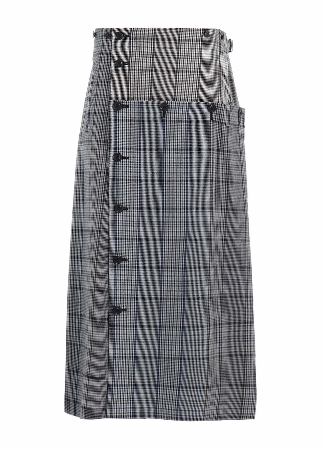 Sophisticated cocktail dress GRID PLAID BUTTON SKIRT
