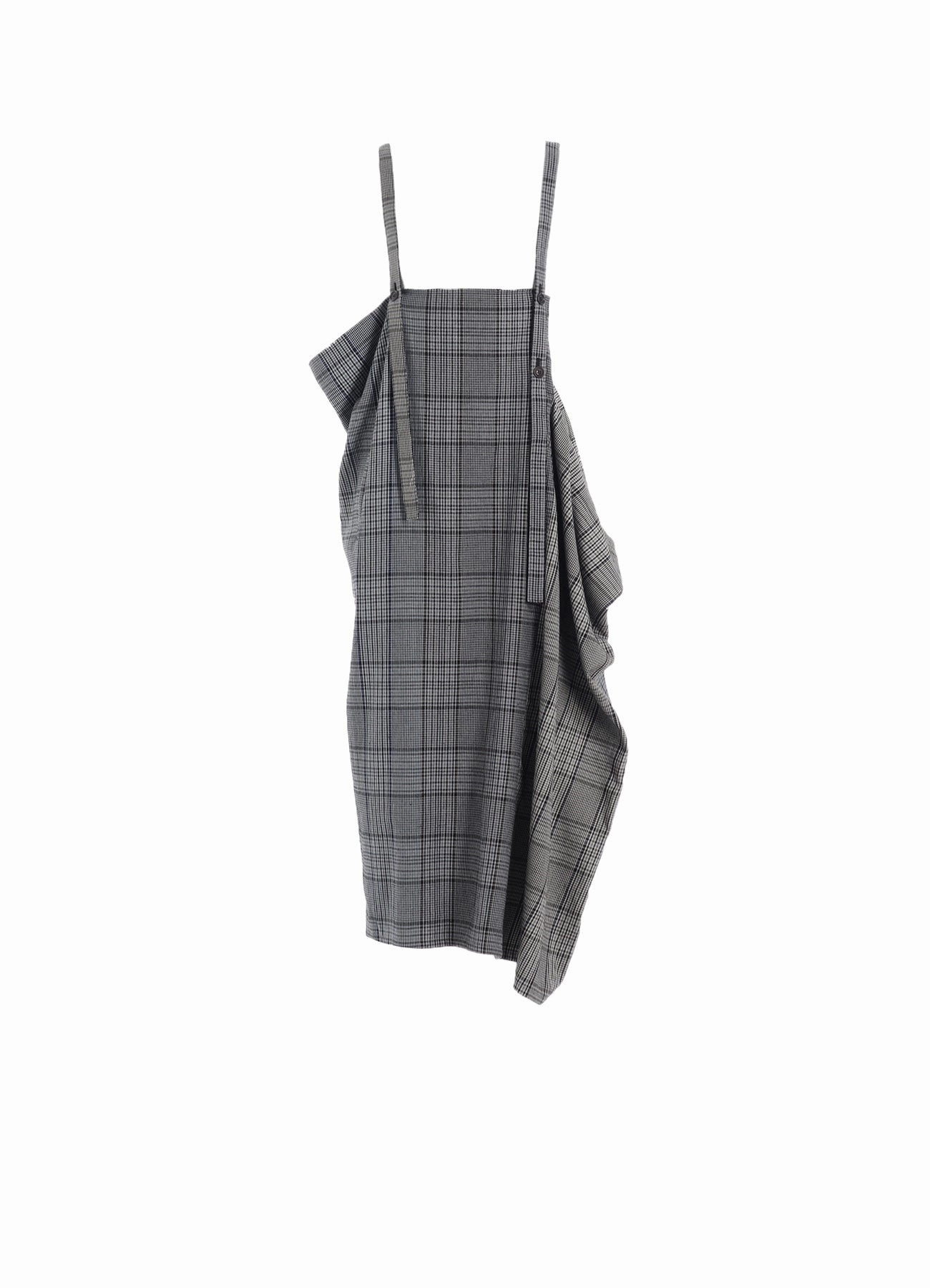 Stylish dinner attire GRID PLAID SQUARE SHOULDER STRAP DRESS