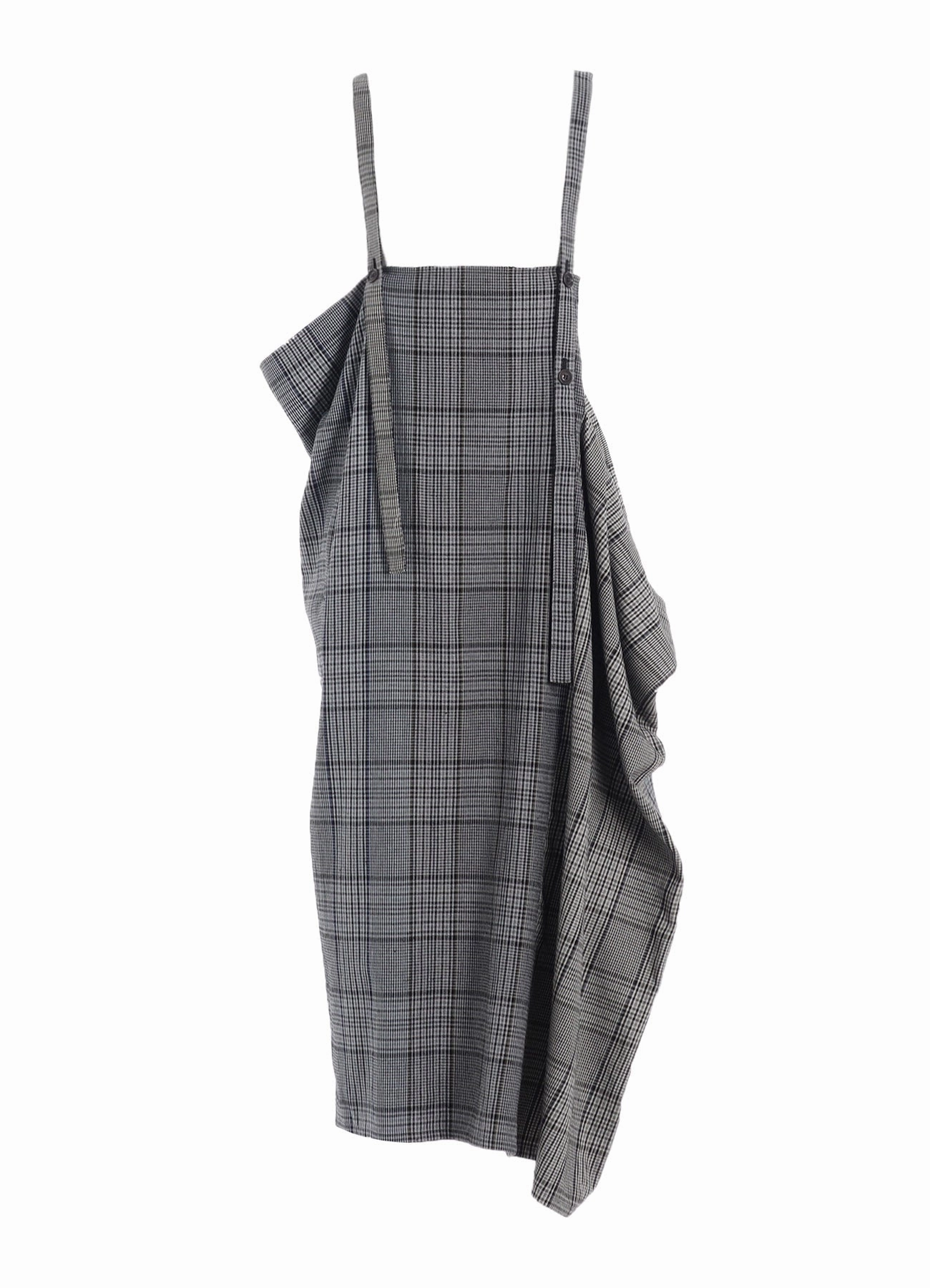 Sharp Detail Urban Look GRID PLAID SQUARE SHOULDER STRAP DRESS
