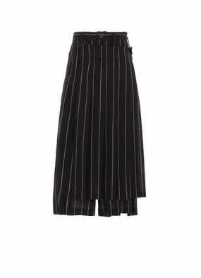 WASHER STRIPE WRAPT PLEATED PANTS Roomy Fit