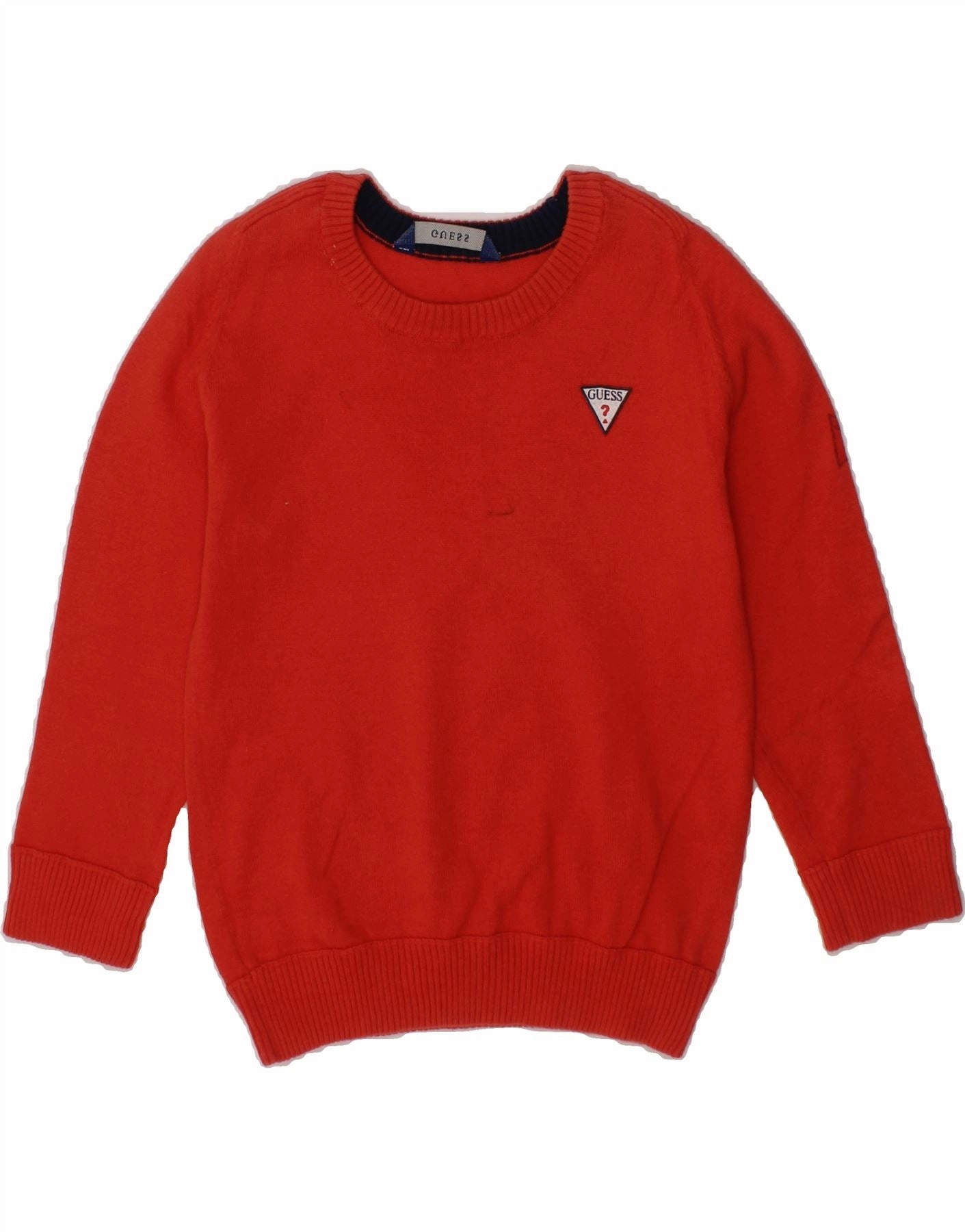 Flexible Ribbing GUESS Baby Boys Boat Neck Jumper Sweater 18-24 Months Red Cotton