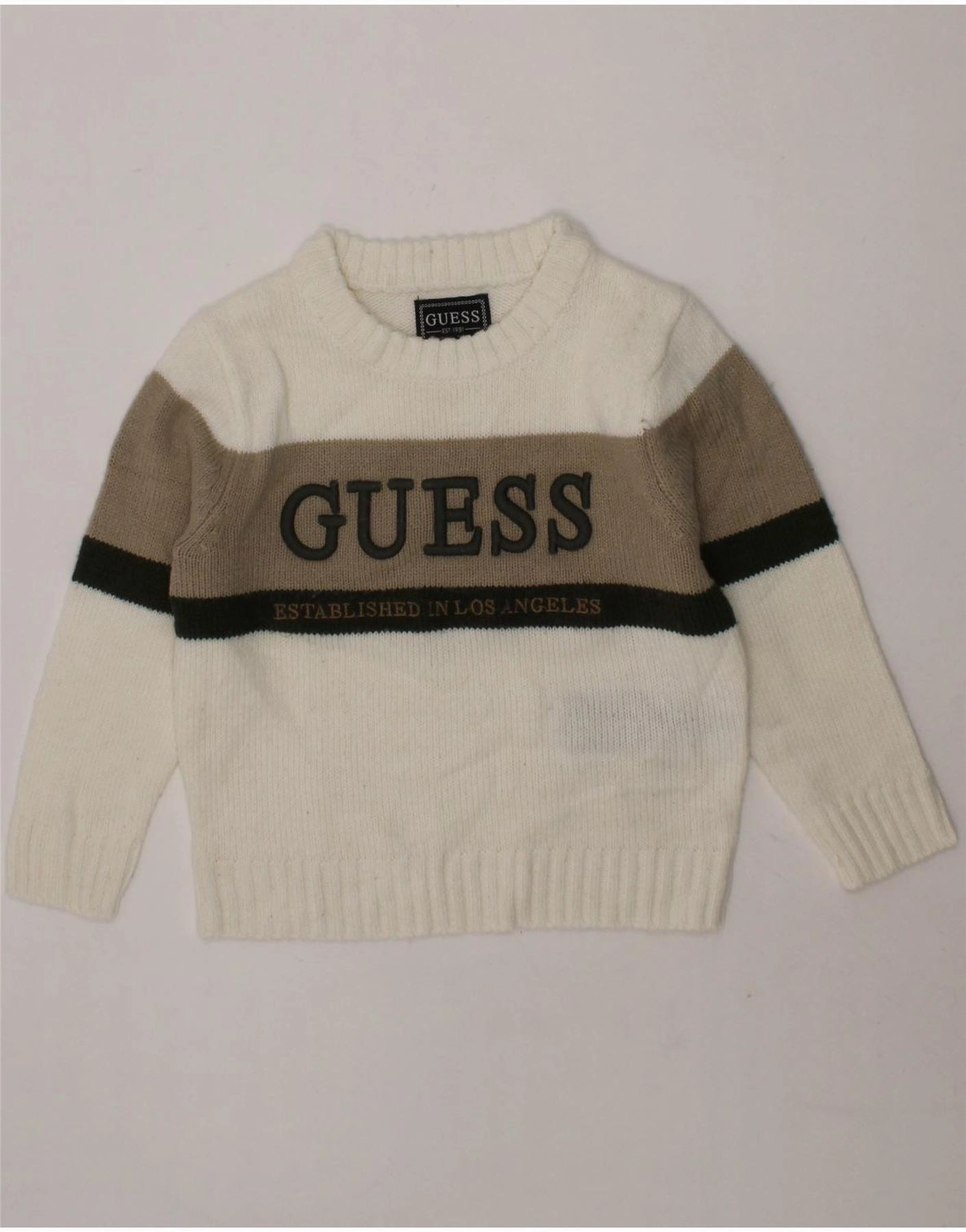 Day Wear Year Round GUESS Baby Boys Crew Neck Jumper Sweater 18-24 Months White Colourblock